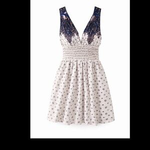 Free People Cream and Blue Textured Boho dress ✨